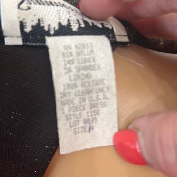 Summer Nites Dress 14 Animal Print Gold Shimmer Metallic Maxi Evening Back Slit - Picture 9 of 9